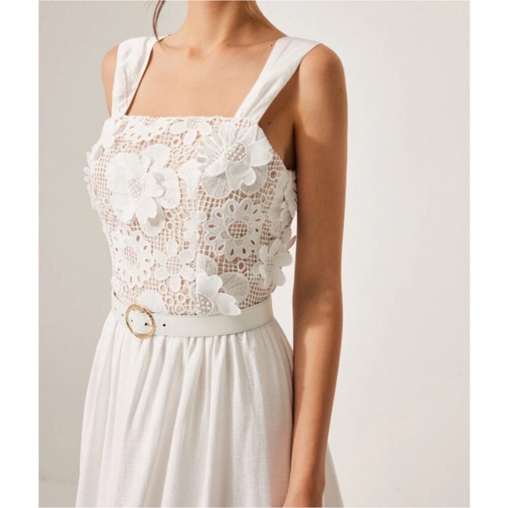 NWT Commense White Floral 3D Lace Maxi Dress - Picture 2 of 16